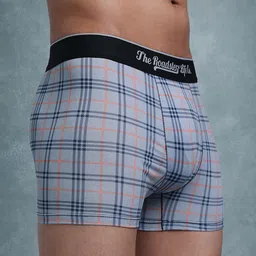 The Roadster Lifestyle Co. Men Grey Checked Ultrasoft Stretchable Trunk image 3