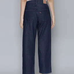 levis Levi's Women's Dark Blue Relaxed-Fit Mid-Rise Baggy Jeans image 4