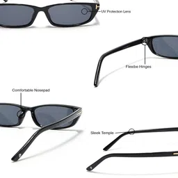 Eyejack Unisex Rectangle Sunglasses with UV Protected Lens image 3