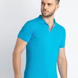 Status Quo Men Blue Cotton Polo Collar Slim Fit T-shirt image 5