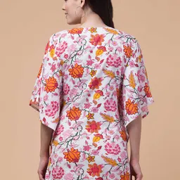 BAESD Floral Print Kimono Sleeves Longline Kaftan Top image 3