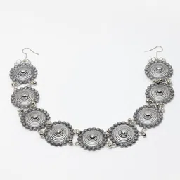 PANASH Oxidised Silver-toned & Circular Shaped Mathapatti image 3