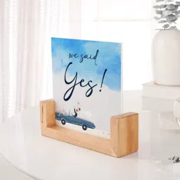 We Said Yes Personalized Acrylic Frame With Wooden Base image 3