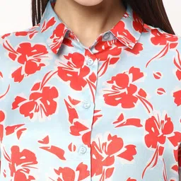 R&B Spread Collar Long Sleeves Floral Print Shirt Style Top image 4