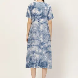 Maaesa Blue & Grey Tie and Dye A-Line Maxi Dress image 3