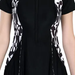 ROVARS Abstract Printed A-Line Swimming Dress image 2