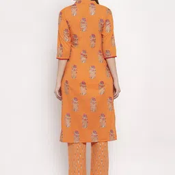 Indibelle Women Orange Printed Straight Kurta image 3