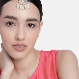 LAIDA Gold-Plated Kundan-Studded Maang Tikka-image-34