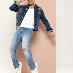 Harvard Men Tapered Relaxed Fit Washed Ripped Jeans image 4