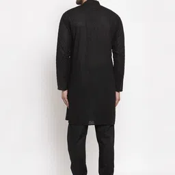 Jompers Men Black Woven Design Kurta with Churidar image 5