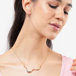 Carlton London Gold Plated Curved Bar Necklace image 2