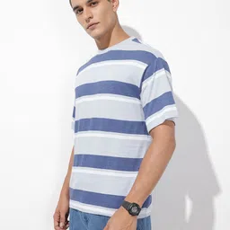 The Roadster Life Co. Relaxed Fit Striped Pure Cotton T-shirt image 4