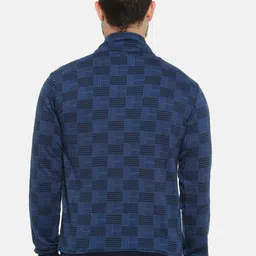 Campus Sutra Men Blue Checked Windcheater Tailored Jacket image 4
