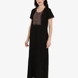 Sand Dune Black Embroidered Maxi Nightdress image 3