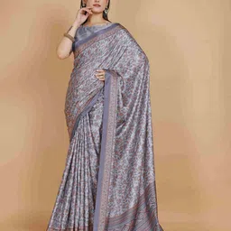 Garden Vareli Floral Printed Satin Saree With Blouse Piece image 4