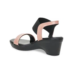 Shezone Women Peach And Black Colourblocked Block Heels image 2