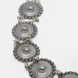 PANASH Oxidised Silver-toned & Circular Shaped Mathapatti image 2