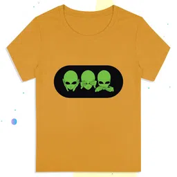 RCPL Bad Monkey Kids Mustard Yellow Alien Printed Slim Fit Cotton T-shirt-picture-14