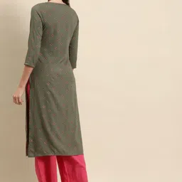 RANGMAYEE Women Green & Pink Ethnic Motifs Printed Kurta image 5