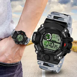 SWADESI STUFF Unisex Kids Grey Digital Watch army image 4