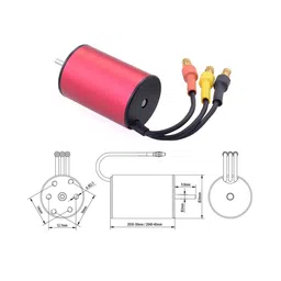 Surpass Hobby waterproof 2040 brushless motor Red & Black (3200 KV) image 2