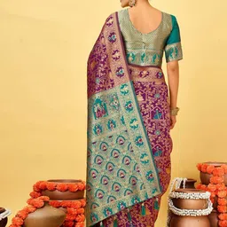 Mitera Woven Design Zari Pure Silk Patola Saree image 4