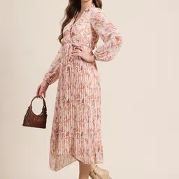 HERE&NOW Floral Print Accordion Pleat A-Line Midi Dress image 2