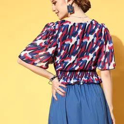 plusS Women Gorgeous Red Abstract Volume Play Top image 5