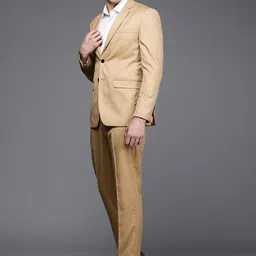 Louis Philippe Men Beige Slim Fit 2-Piece Formal Suit image 5