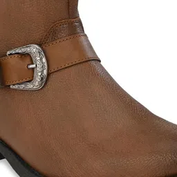 Delize Men Tan Brown Solid High-Top Flat Boots image 5