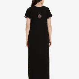 Sand Dune Black Embroidered Maxi Nightdress image 2