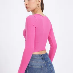glitchez Ruched Slim Fit Crop Top image 2