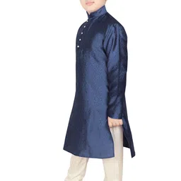 SG YUVRAJ Boys Navy Blue Self Design Kurta with Pyjamas image 3
