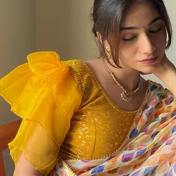 Bindigasm's Advi Foil Printed Frill Sleeves Saree Blouse-picture-23