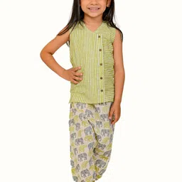 Tiny Bunnies Girls Striped Pure Cotton Top with Trousers image 4