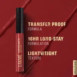 Lakme Forever Matte Liquid Lipstick, Lightweight & transferproof - Coral Sense 5.6ml image 4