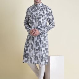 TABARD Men Cotton Floral Printed Kurta-picture-0