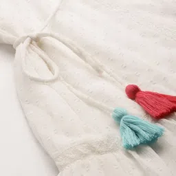 Antheaa White Floral Chiffon Embroidered Laced A-Line Dress image 4