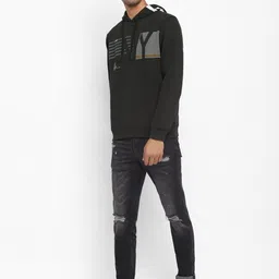 Octave Men Olive Green & Green Printed Hooded Sweatshirt image 5