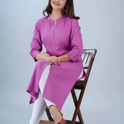 NEW4U Mandarin Collar Roll-Up Sleeves Straight Kurta-picture-13