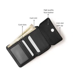 Fastrack Women Textured Zip Detail PU Three Fold Wallet image 4