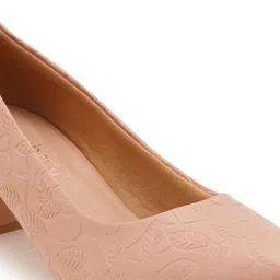 DressBerry Women Textured Pointed Toe Block Heels Pumps image 5