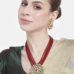 Estele Gold-Plated Kundan-Studded Layered Jewellery Set-picture-22