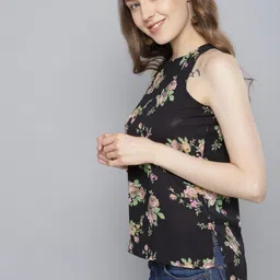 Tokyo Talkies Women Black Printed A-Line High-Low Top-picture-29