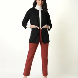 RAREISM Women Black Tailored Jacket with Embroidered-picture-16