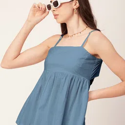Moomaya Shoulder Straps Sleeveless Cotton Empire Top image 5