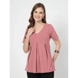 Zelena Cotton Stretch Maternity Top - Deep Salmon image 1