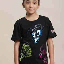 Kids Ville Girls Powerpuff Girls Printed Pure Cotton Relaxed Fit T-shirt-picture-22