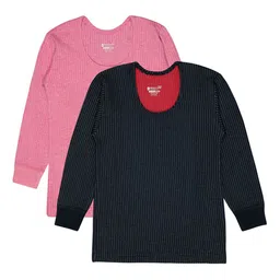 BODYCARE INSIDER Kids Pack Of 2 Striped Round Neck Thermal Tops-picture-38