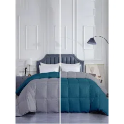 Razzai Microfiber 300Gsm Mild Winter Reversible Single Bed Comforters|Teal & Greys-picture-26